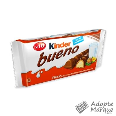 Kinder Bueno - Fines Gaufrettes enrobées de Chocolat au lait fourrées au Lait & Noisettes Les 10 sachets de 2 barres - 430G