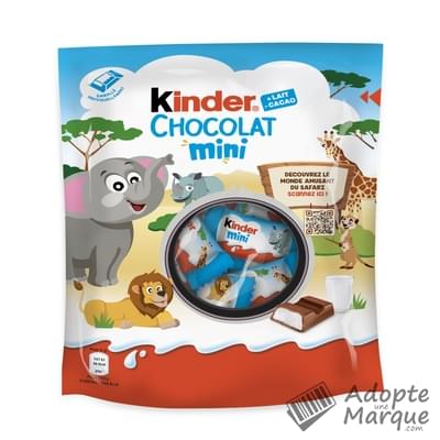 Kinder Chocolat Mini - Bâtonnets de Chocolat au lait fourrés au Lait Le sachet de 120G