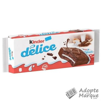 Kinder Délice - Gâteaux moelleux enrobés au Cacao & au Lait Les 10 gâteaux - 390G