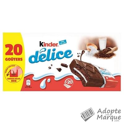 Kinder Délice - Gâteaux moelleux enrobés au Cacao & au Lait Les 20 gâteaux - 780G