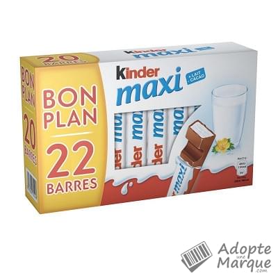 Kinder Maxi - Barres de Chocolat au lait fourées au Lait Les 22 barres - 462G