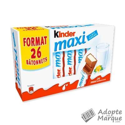 Kinder Maxi - Barres de Chocolat au lait fourées au Lait Les 26 barres - 546G