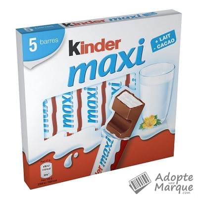 Kinder Maxi - Barres de Chocolat au lait fourées au Lait Les 5 barres - 105G