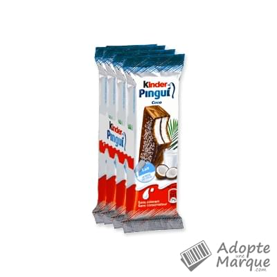 Kinder Pingui Chocolat - Goûter au Lait, Chocolat & Coco Le paquet de 4 barres - 120G
