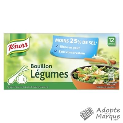 Knorr Bouillon de Légumes Moins 30% de Sel Le paquet de 12 tablettes - 132G