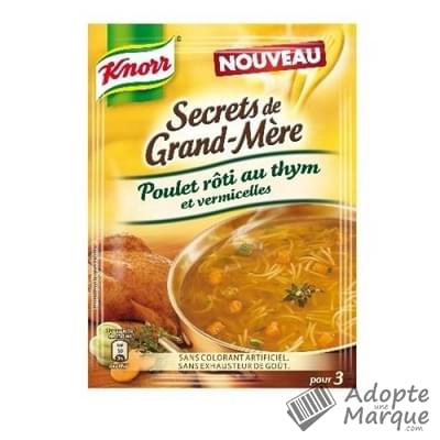Knorr Secrets de Grand-Mère - Soupe Poulet rôti au Thym & Vermicelles Le sachet de 44G