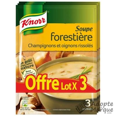 Knorr Les Soupes Déshydratées - Soupe Forestière, Champignons & Oignons rissolés Les 3 sachets de 85G