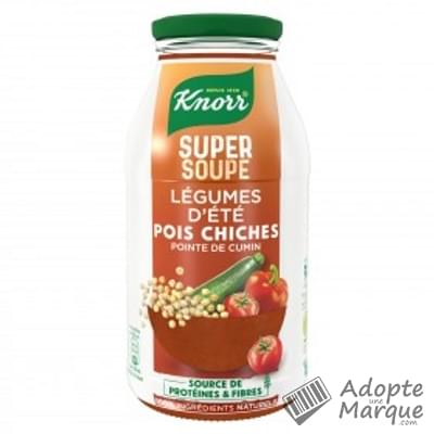 Knorr Les Super Soupes - Soupe végan Légumes d'été, Pois chiches & pointe de Cumin La bouteille de 45CL