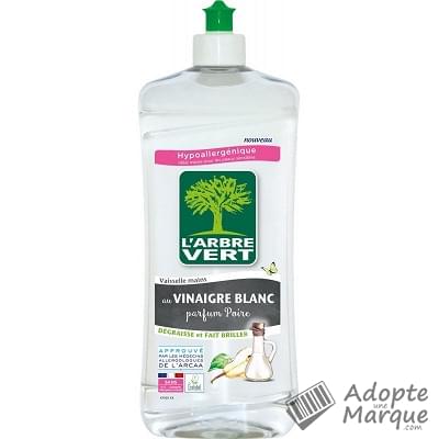 L'Arbre Vert Liquide Vaisselle & Mains - Vinaigre Blanc parfum Poire  Le flacon de 750ML