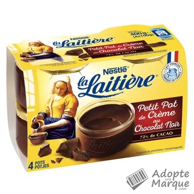 La Laitière Petit Pot de Crème au Chocolat Extra Noir Les 4 pots de 100G