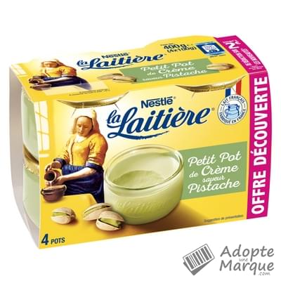 La Laitière Petit Pot de Crème Saveur Pistache Les 4 pots de 100G