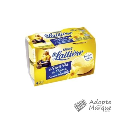 La Laitière Petit pot de Crème Saveur Vanille Les 4 pots de 100G