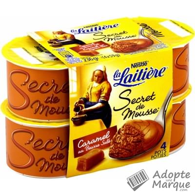 La Laitière Secret de Mousse® Caramel au beurre salé Les 4 pots de 59G