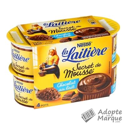 La Laitière Secret de Mousse® Chocolat au Lait Les 4 pots de 59G