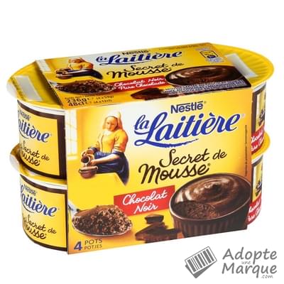 La Laitière Secret de Mousse® Chocolat Noir Les 4 pots de 59G