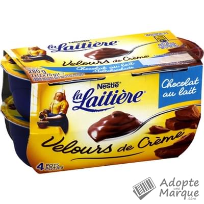 La Laitière Velours® de Crème Chocolat au lait Les 4 pots de 70G