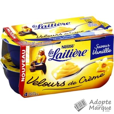 La Laitière Velours® de Crème Saveur Vanille Les 4 pots de 70G