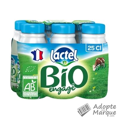 Lactel BIO & Engagé - Lait demi-écrémé Les 6 bouteilles de 25CL