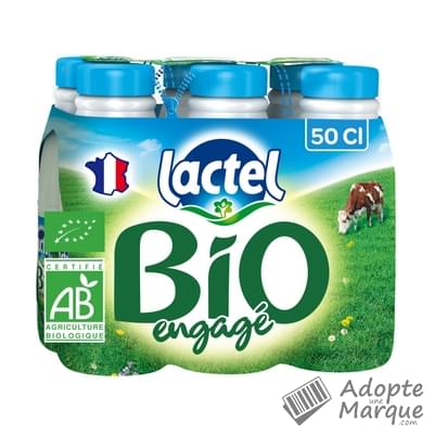 Lactel BIO & Engagé - Lait demi-écrémé Les 6 bouteilles de 50CL