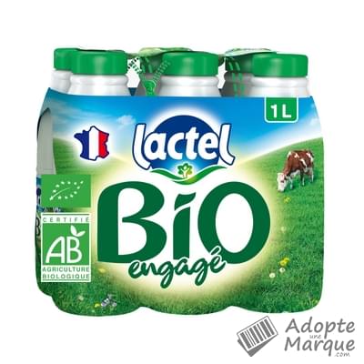 Lactel BIO & Engagé - Lait écrémé Les 6 bouteilles de 1L