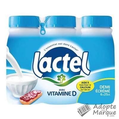 Lactel Lait demi-écrémé avec Vitamine D Les 6 bouteilles de 25CL