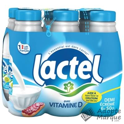 Lactel Lait demi-écrémé avec Vitamine D Les 6 bouteilles de 50CL