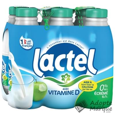 Lactel Lait écrémé avec Vitamine D Les 6 bouteilles de 1L