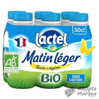 Lactel Matin Léger BIO - Lait demi-écrémé sans Lactose Les 6 bouteilles de 50CL