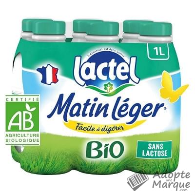 Lactel Matin Léger BIO - Lait écrémé sans Lactose Les 6 bouteilles de 1L