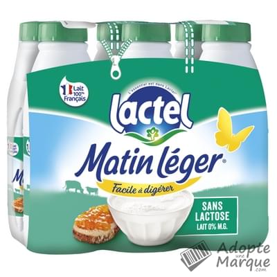Lactel Matin Léger - Lait écrémé sans Lactose Les 6 bouteilles de 1L