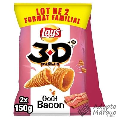 Lay's 3D’s Bugles® Cônes Apéritif - Goût Bacon Les 2 sachets de 150G