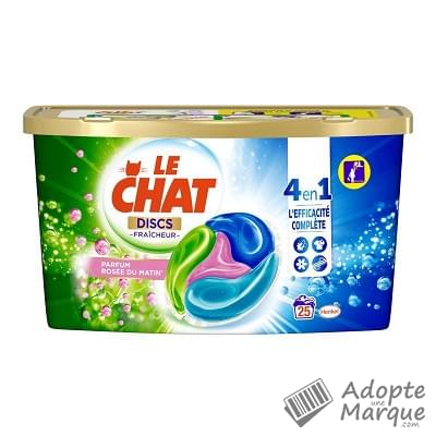 Le Chat Lessive en Doses Fraîcheur - Rosée du Matin 4 en 1 La boîte de 25 doses