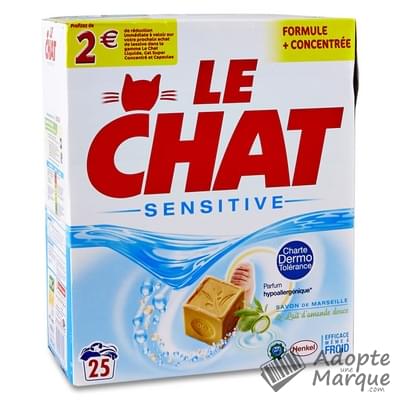 Le Chat Lessive en Poudre - Lait d'Amande Douce & Savon de Marseille  "La boîte de 25 lavages - 1,63KG"