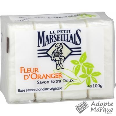 Le Petit Marseillais Savon Solide Extra Doux Fleur d'Oranger Les 4 pains de savon de 100G