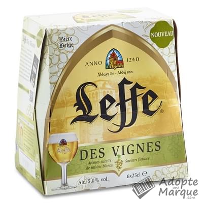 Leffe Bière des Vignes d'Abbaye Belge arômatisée aux Raisins Blancs - 5% vol. Les 6 bouteilles de 25CL