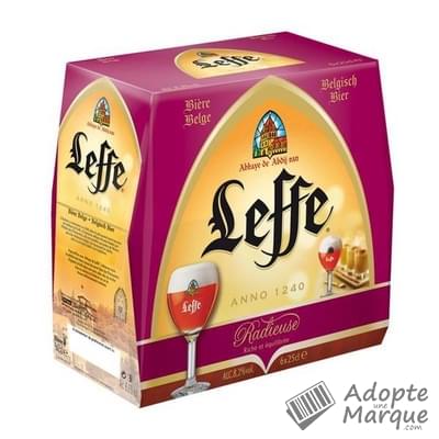 Leffe Radieuse - Bière d'Abbaye Belge arômatisée aux agrumes - 8,2% vol. Les 6 bouteilles de 25CL