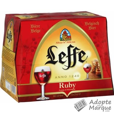 Leffe Ruby - Bière d'Abbaye Belge arômatisée aux Fruits Rouges - 5% vol. Les 12 bouteilles de 25CL