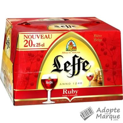 Leffe Ruby - Bière d'Abbaye Belge arômatisée aux Fruits Rouges - 5% vol. Les 20 bouteilles de 25CL