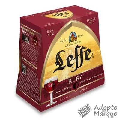 Leffe Ruby - Bière d'Abbaye Belge arômatisée aux Fruits Rouges - 5% vol. Les 6 bouteilles de 25CL