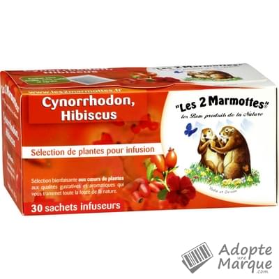 Les 2 Marmottes Infusion au Cynorrhodon & Hibiscus Les 30 sachets - 88G