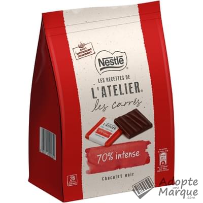 Les Recettes de l'Atelier Carrés Dégustation Chocolat Noir 70% Intense 70% Le sachet de 28 carrés - 210G