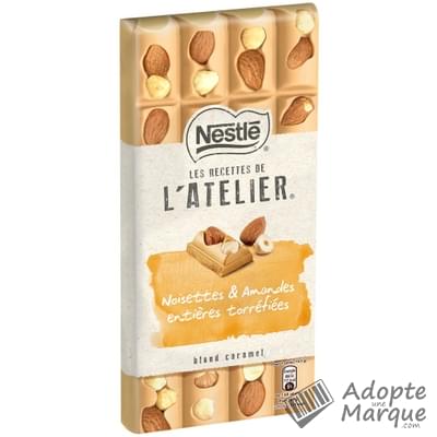 Les Recettes de l'Atelier Chocolat Blond Caramel Noisettes & Amandes La tablette de 195G
