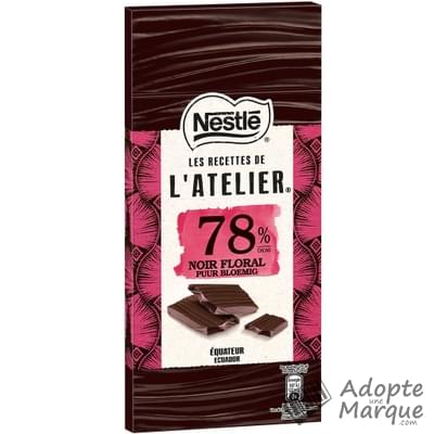 Les Recettes de l'Atelier Chocolat Noir 78% Floral La tablette de 100G