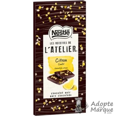Les Recettes de l'Atelier Chocolat Noir Citron confit La tablette de 115G