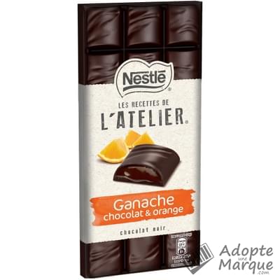 Les Recettes de l'Atelier Chocolat Noir Ganache Chocolat & Orange La tablette de 150G