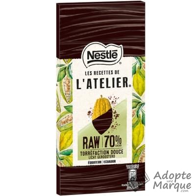 Les Recettes de l'Atelier Chocolat Noir Raw 70% Cacao Equateur La tablette de 95G