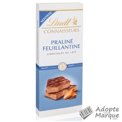 Lindt Connaisseurs - Tablette de Chocolat au Lait Praliné Feuillantine La tablette de 120G