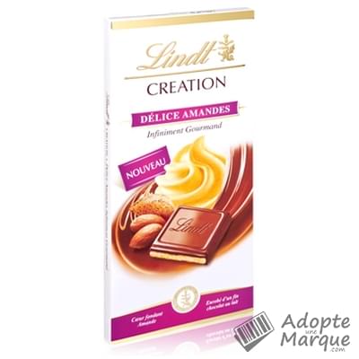 Lindt Création - Tablette Chocolat au Lait & Délice Amandes La tablette de 150G