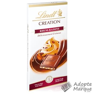 Lindt Création - Tablette Chocolat au Lait & Rhum-Raisins La tablette de 150G