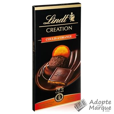 Lindt Création - Tablette Chocolat Noir 70% Cacao & Coulis d'Orange La tablette de 150G